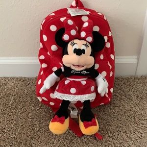 NWT Disney Minnie plush doll backpack bag girls